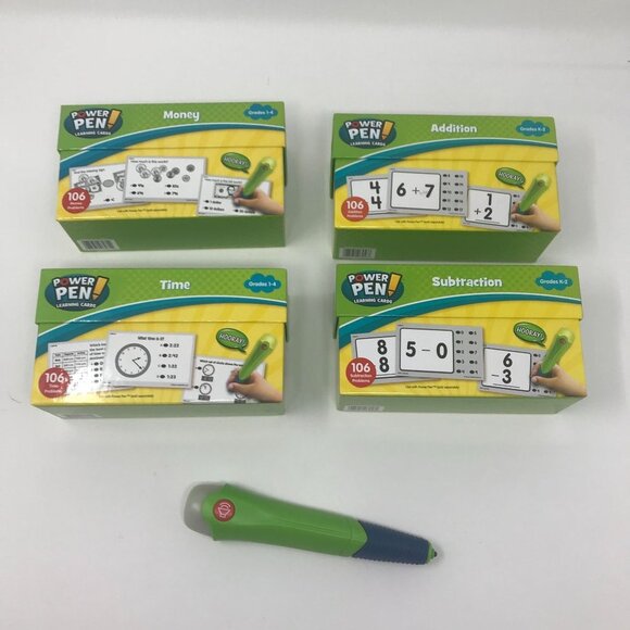 Power Pen Learning Cards Addition Subtraction Time Money 4-Pack Plus Pen - Picture 1 of 5
